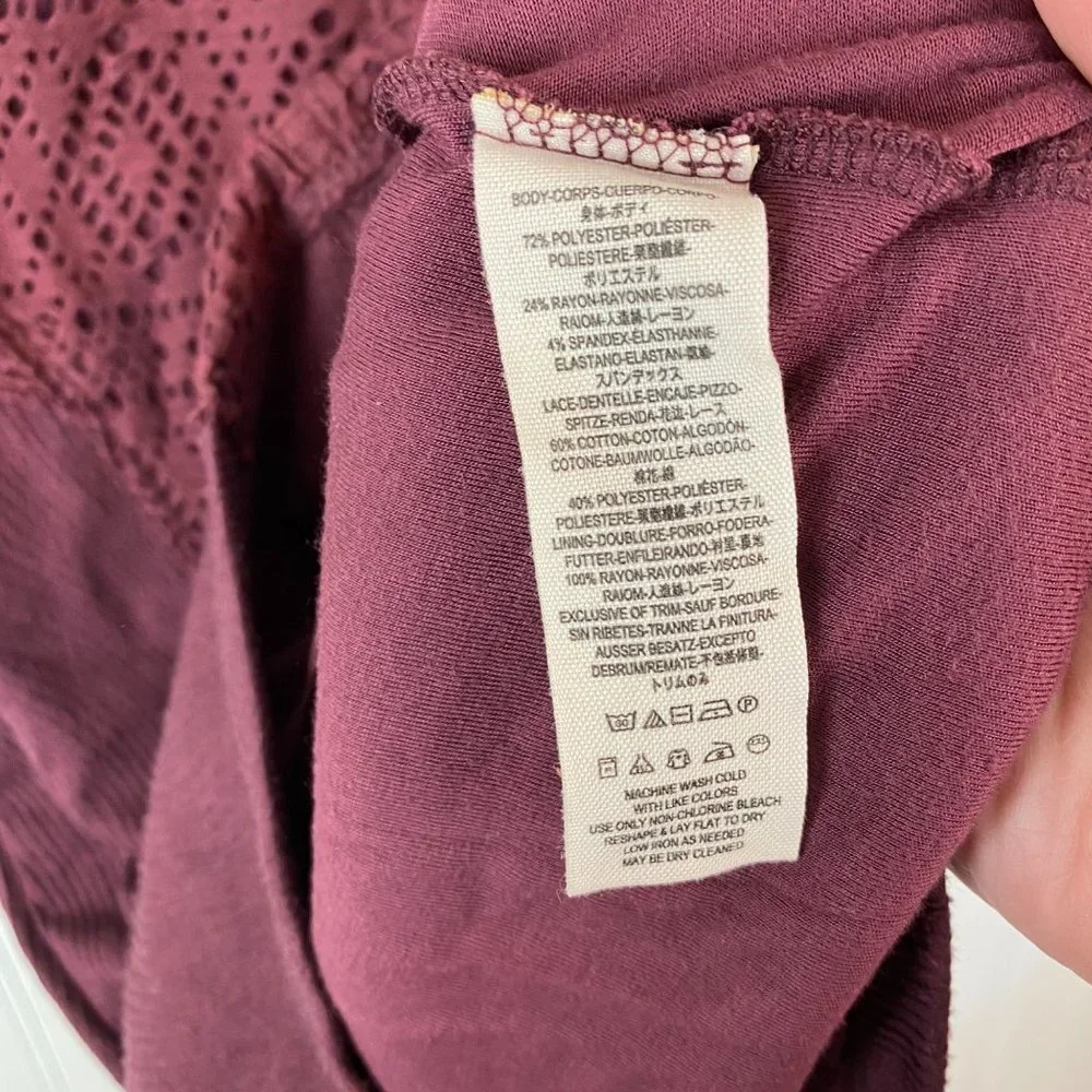 Free People City Girl‎ Bodycon Dress Maroon crochet & lace detail size XS